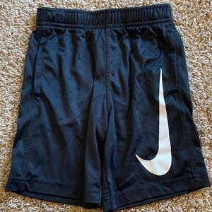 Nike Youth Black Athletic Shorts with White Logo